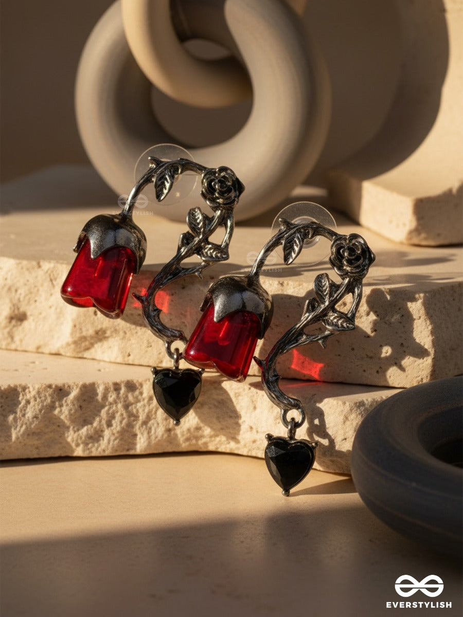 Gothic Bloom - Rose Drop Earrings
