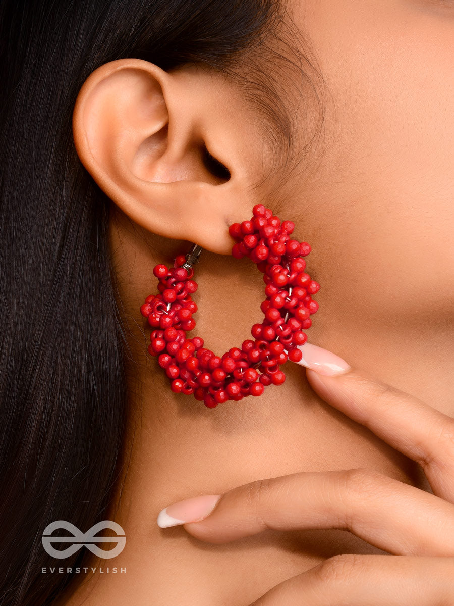 A Glimmer Of Shimmer - Playful Embellished Hoops (Scarlet Red)