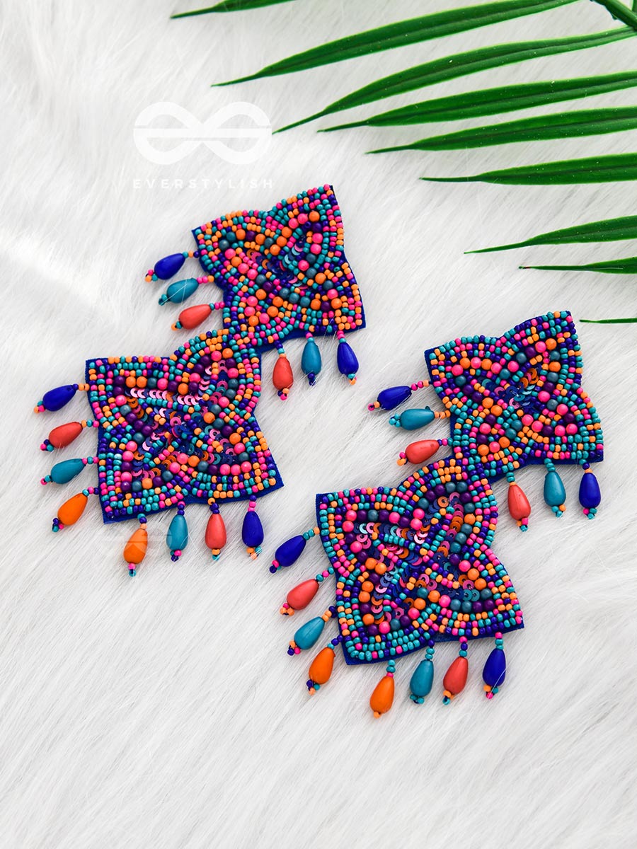 The Royal Glamour - Embroidered Pearl Statement Earrings ( Multicolor)