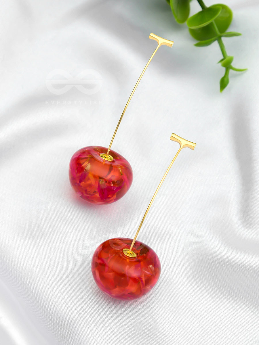Cherry On Top - Golden Dangler Earrings