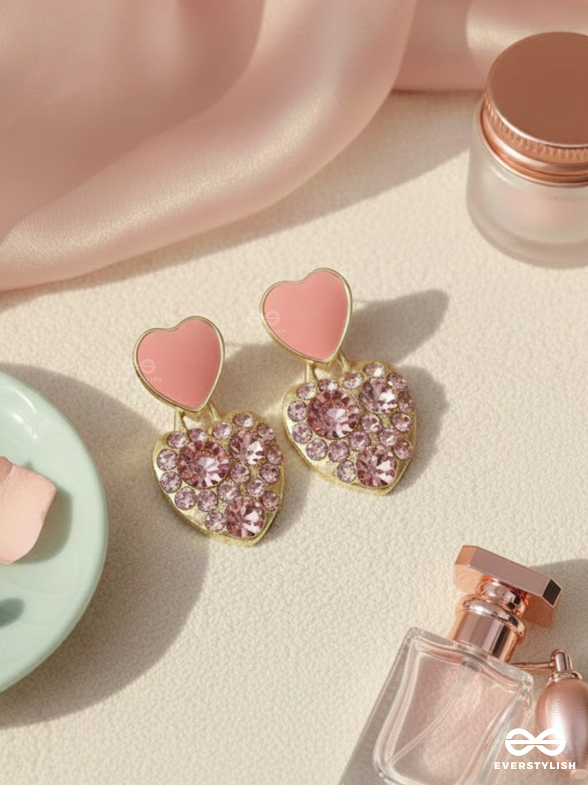 The Gems Of Love - Golden Embellished Earrings