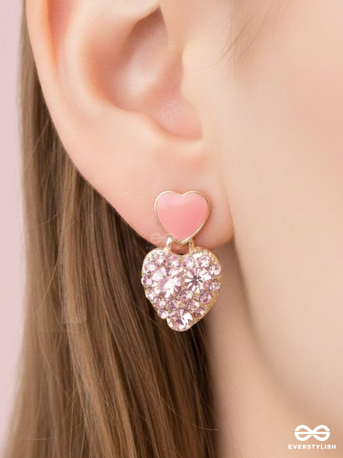The Gems Of Love - Golden Embellished Earrings