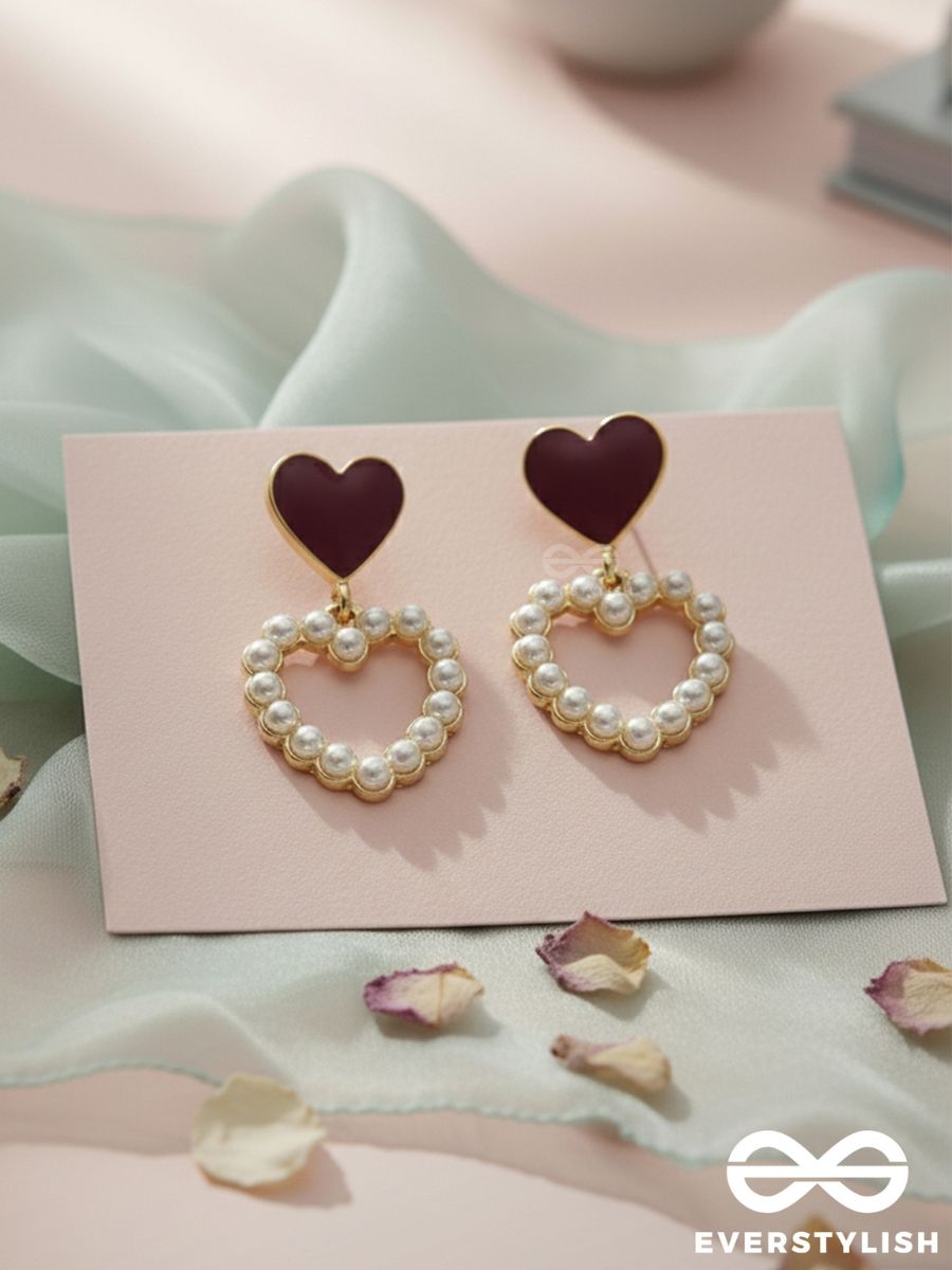 I'm All Heart - Statement Pearl Enamelled Earrings