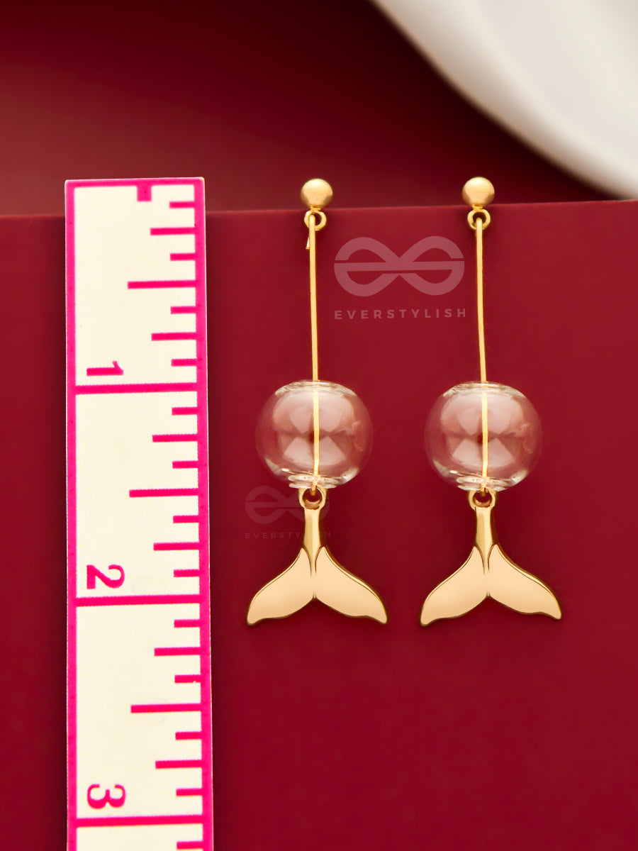 Princess Of The Oceans - Golden Mermaid Tail Dangler Earrings
