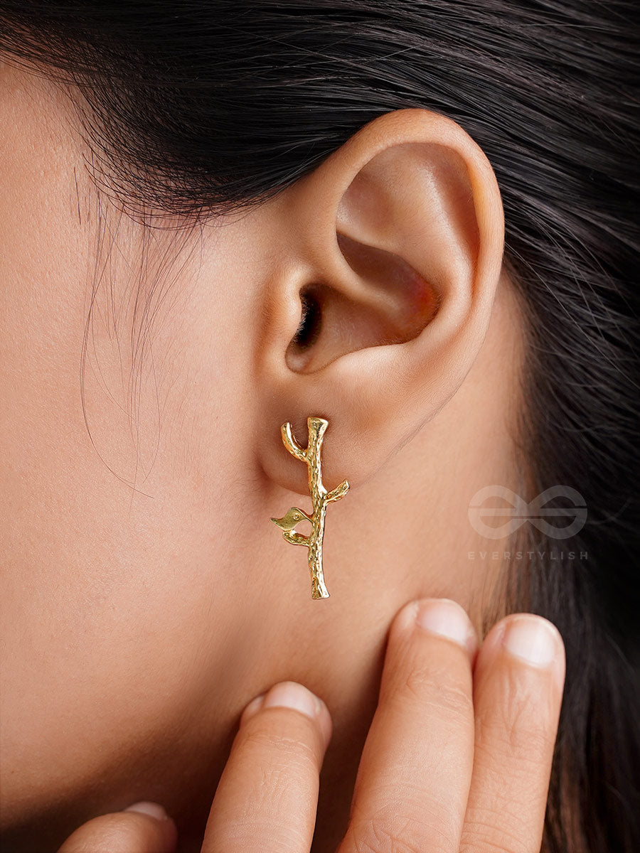 Bird On The Golden Tree- Casual Stud Earrings