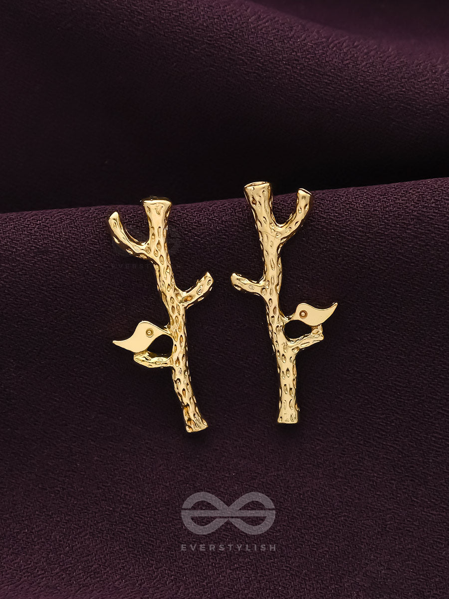 Bird On The Golden Tree- Casual Stud Earrings