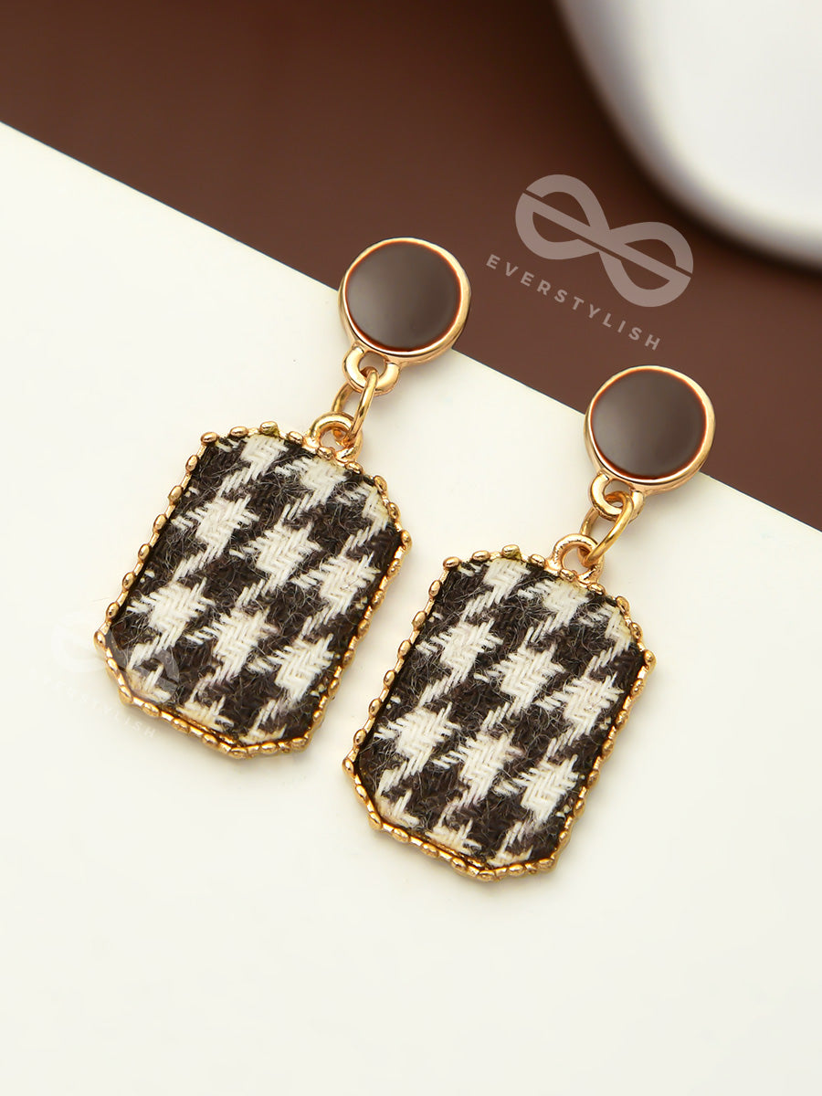 Best Of Both Worlds - Golden Monochrome Pattern Earrings