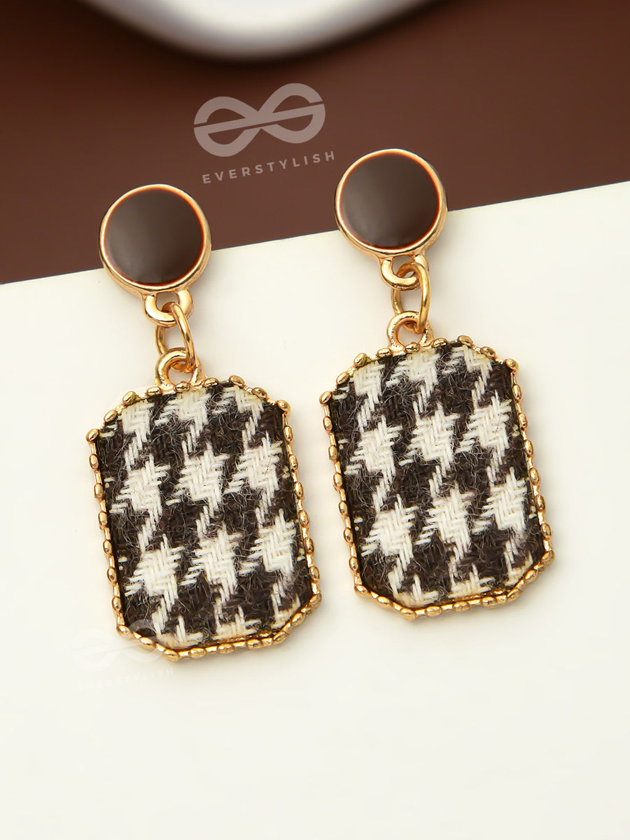 Best Of Both Worlds - Golden Monochrome Pattern Earrings