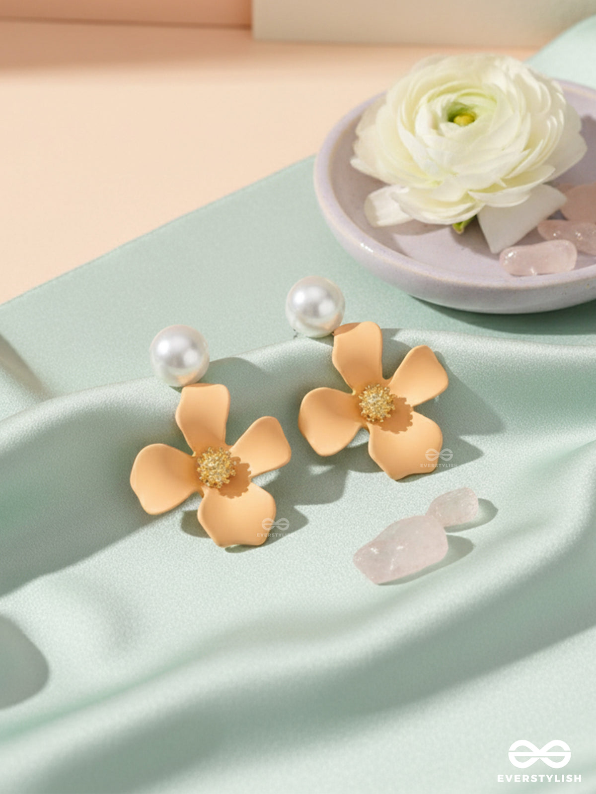 A Floral Delight Statement - Pearl Earrings