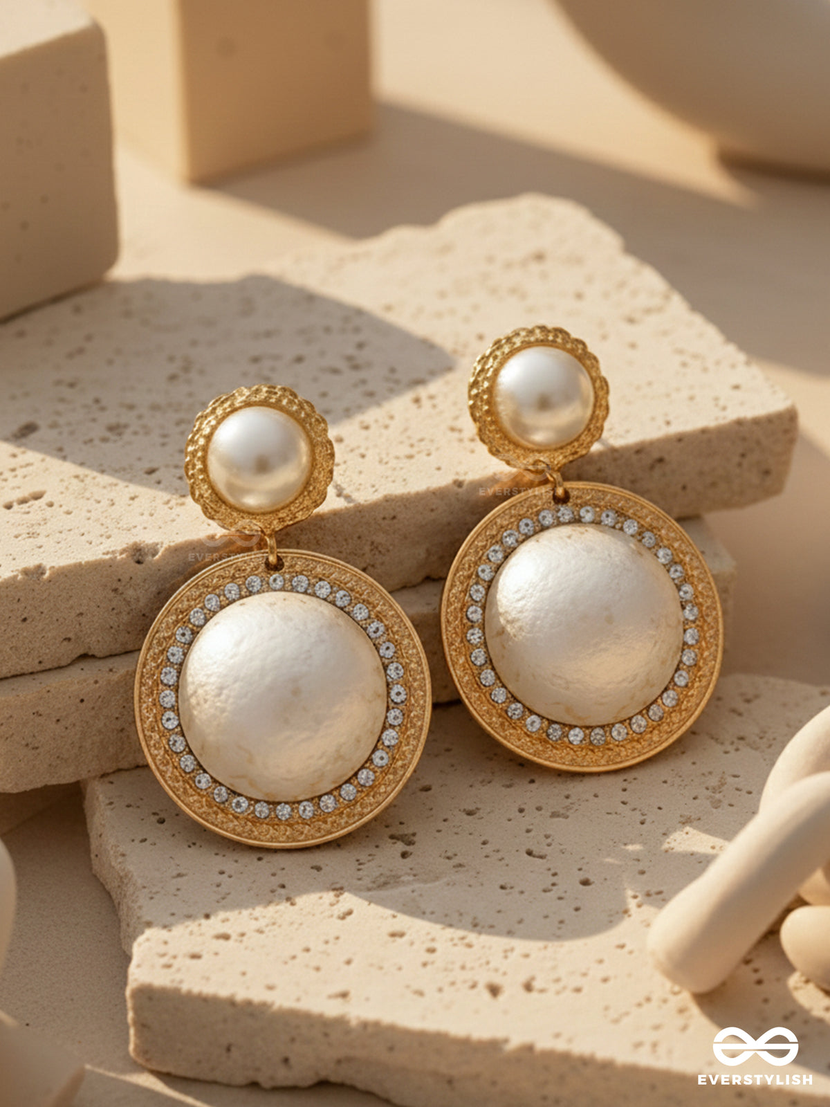 Pearls Of Poignance - Statement Golden Earrings