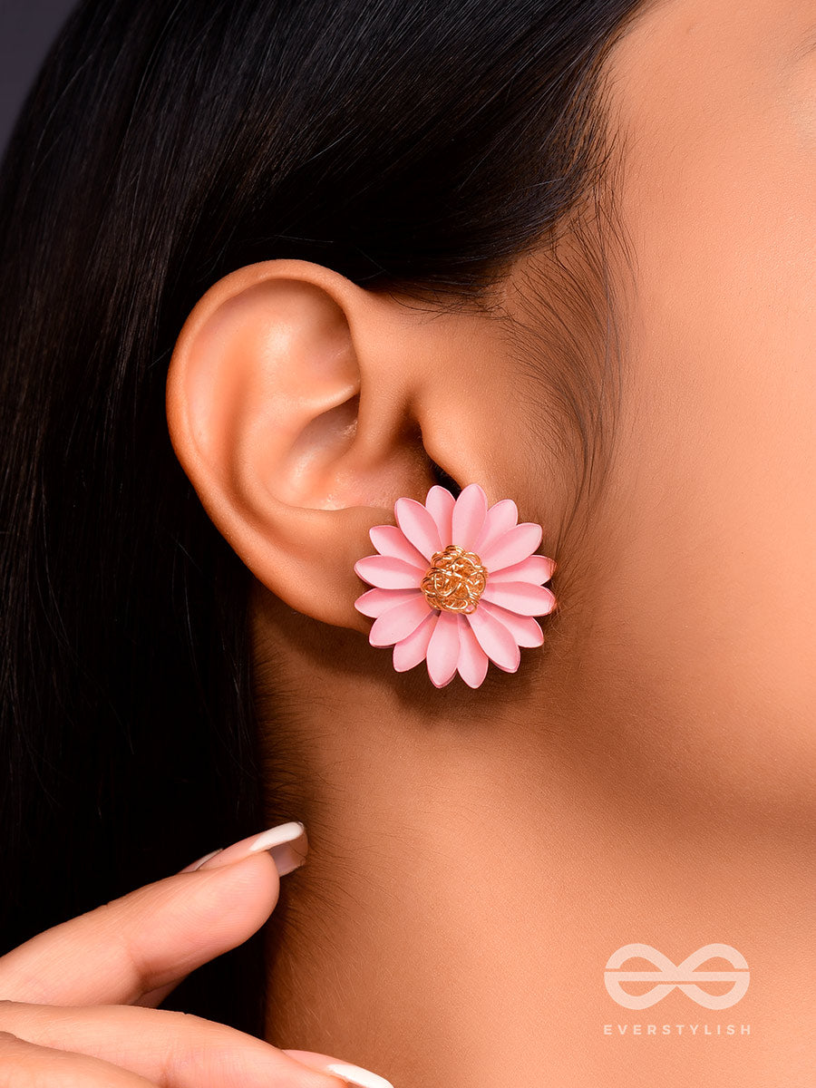 Blooming Blossoms - Statement Stud Earrings (Taffy)