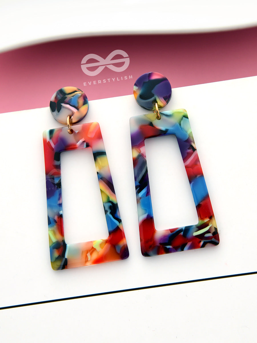 An Abstract Artsy Geometry - Statement Acrylic Danglers