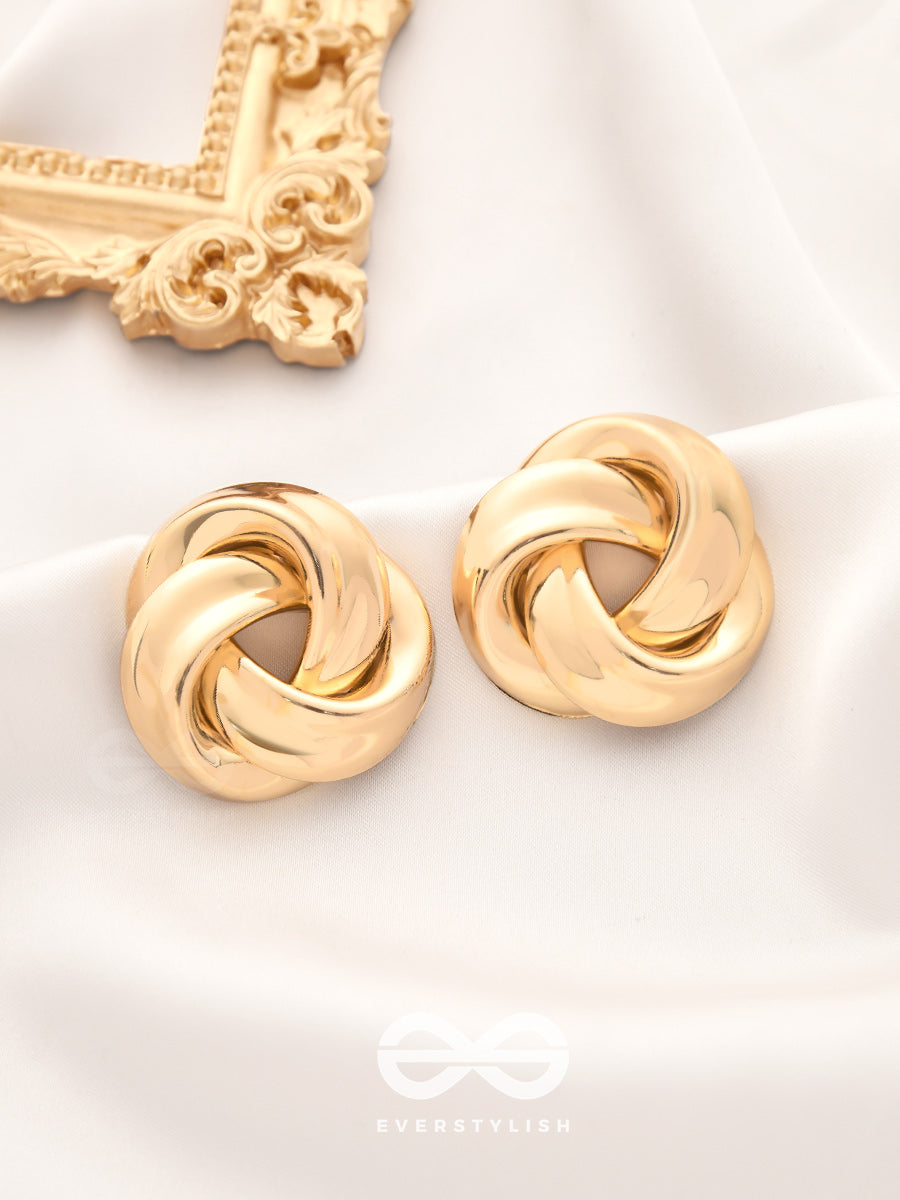 A Knot Of Elegance - Statement Golden Studs