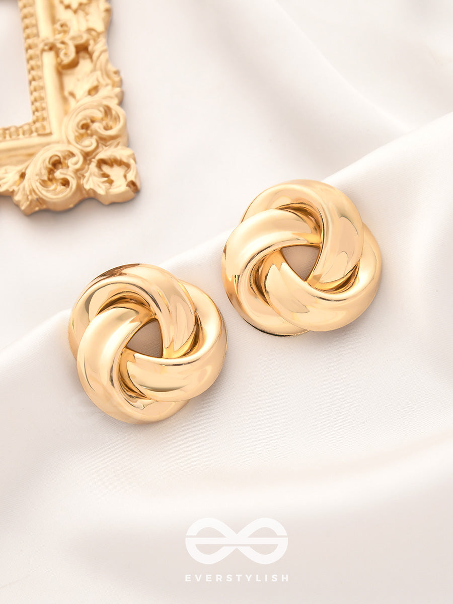 A Knot Of Elegance - Statement Golden Studs