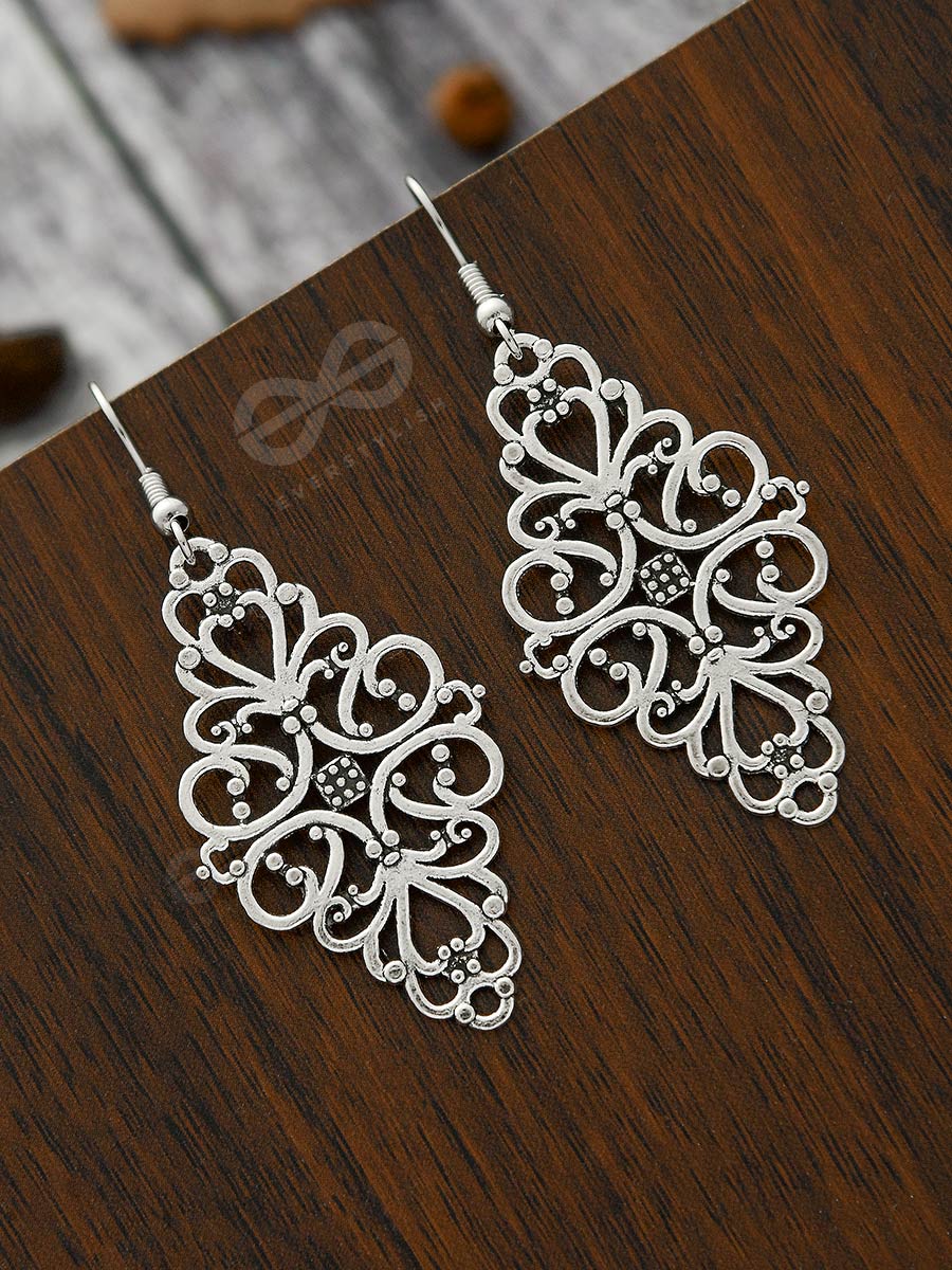 The Ornamental Opulence - Silver Boho Danglers