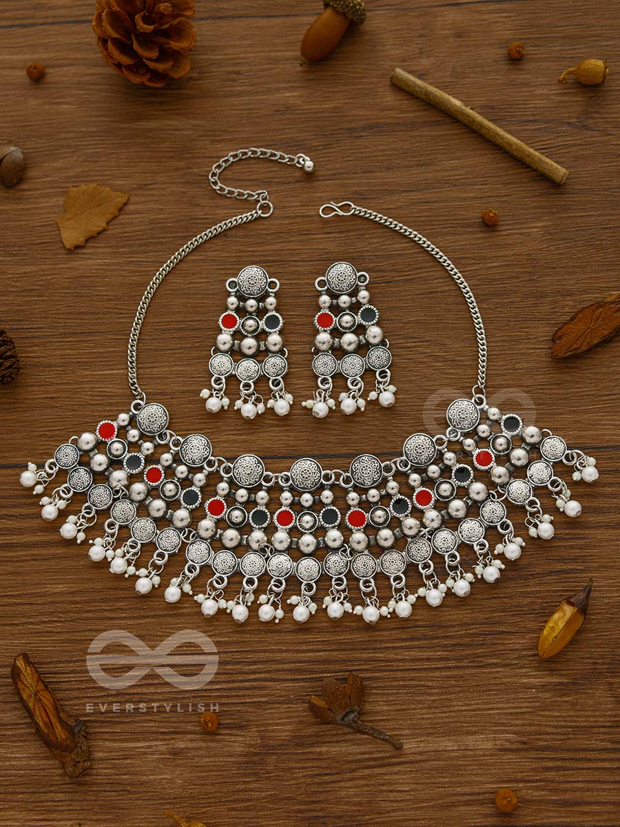 The Boho Barrage - Statement Set Of Enamelled Earrings And Neckpiece