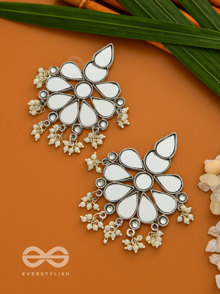 The Flowers Of Reflection- Statement Mirror Earrings