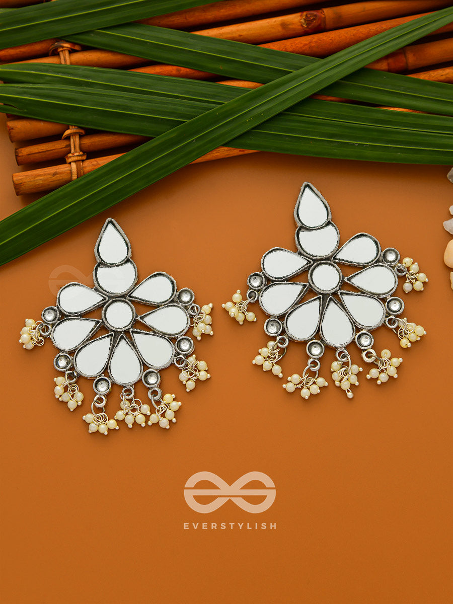 The Flowers Of Reflection- Statement Mirror Earrings