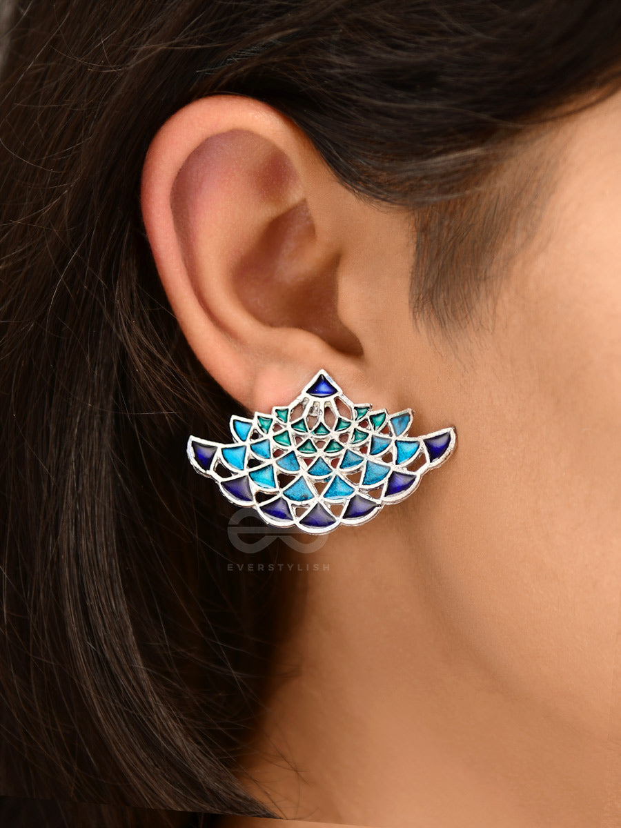 The Waves Of Ocean - Exquisite Enamelled Earrings