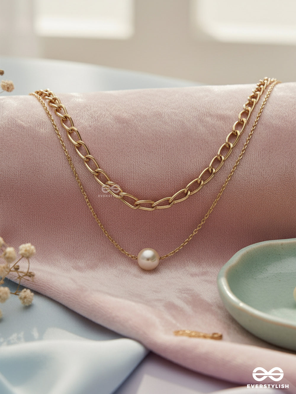 The Layered Elegance - Golden Pearl Multilayered Neckpiece With Anti-Tarnish Coating
