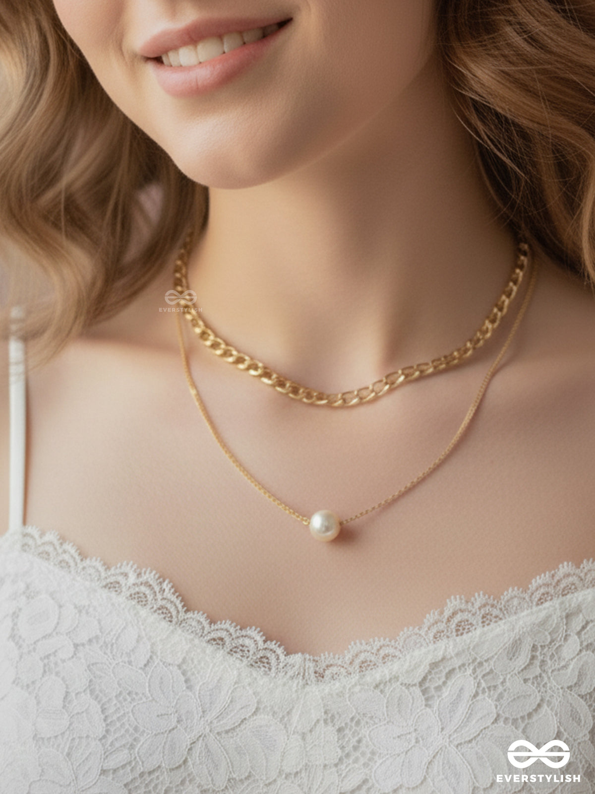 The Layered Elegance - Golden Pearl Multilayered Neckpiece With Anti-Tarnish Coating