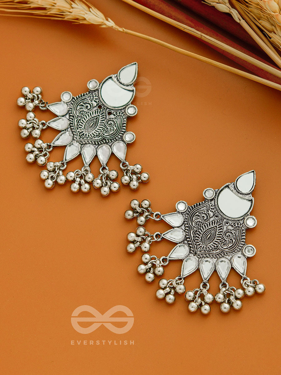 The White Willow- Oxidised Enamelled Earrings