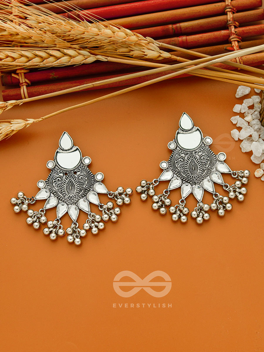 The White Willow- Oxidised Enamelled Earrings
