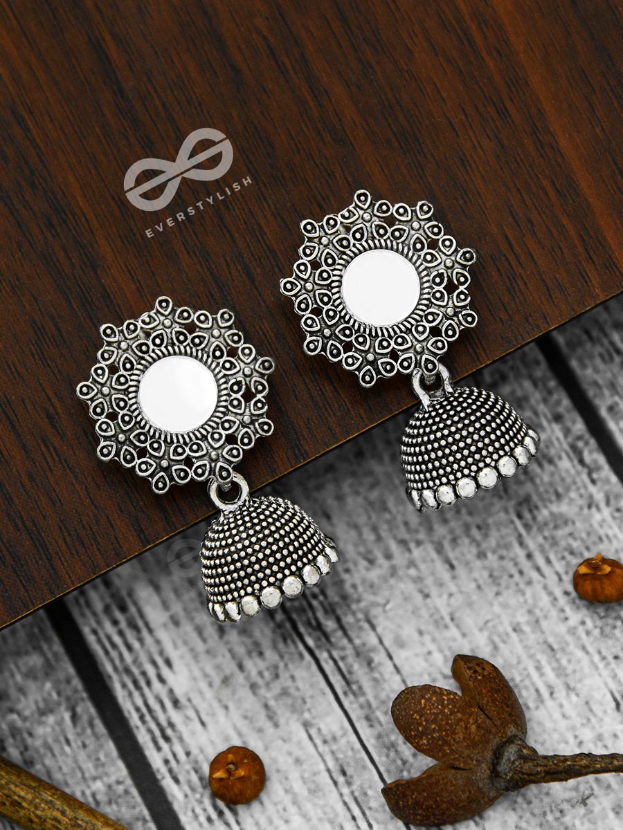 Mirage Of Petals Oxidised Jhumkas