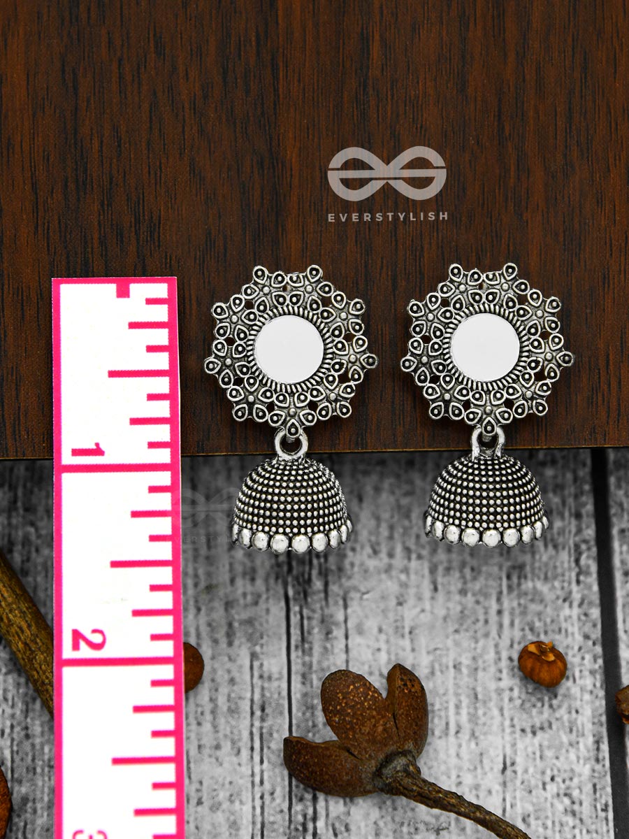 Mirage Of Petals Oxidised Jhumkas
