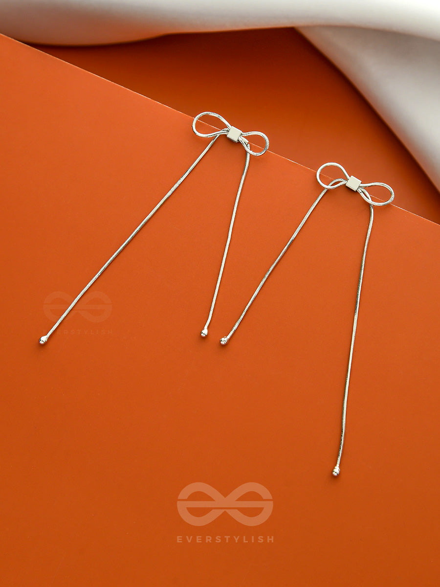 Spiffy Bowknots- Silver Dangler Earrings