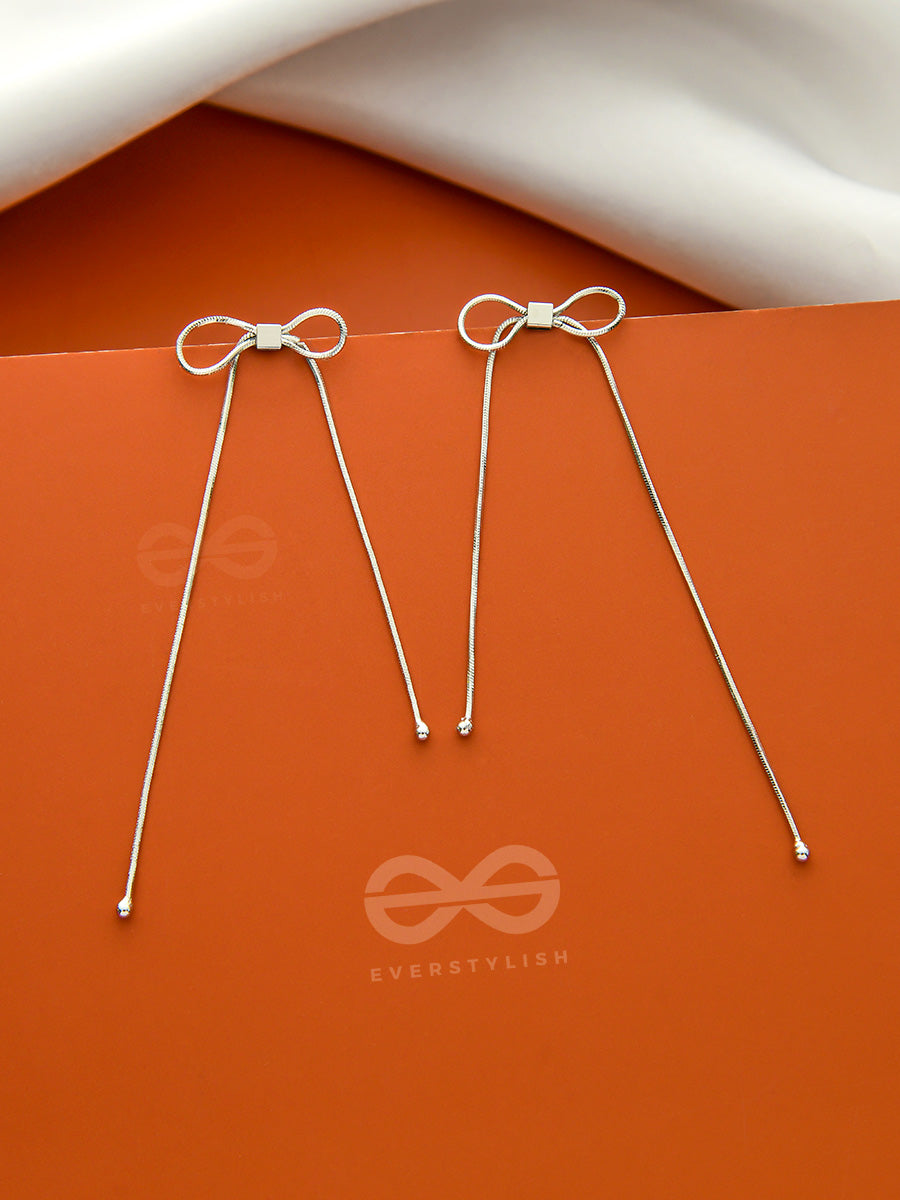 Spiffy Bowknots- Silver Dangler Earrings
