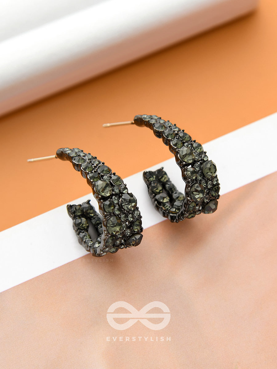 Dark Mystique- Black Textured Gun Metal Earrings