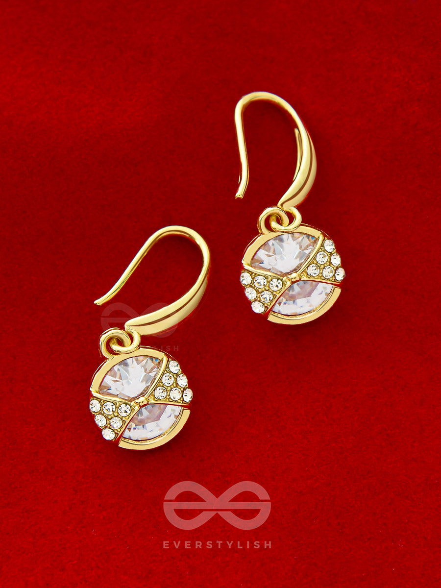 Golden Globes- Gem Stone And Rhinestones Studded Golden Earrings
