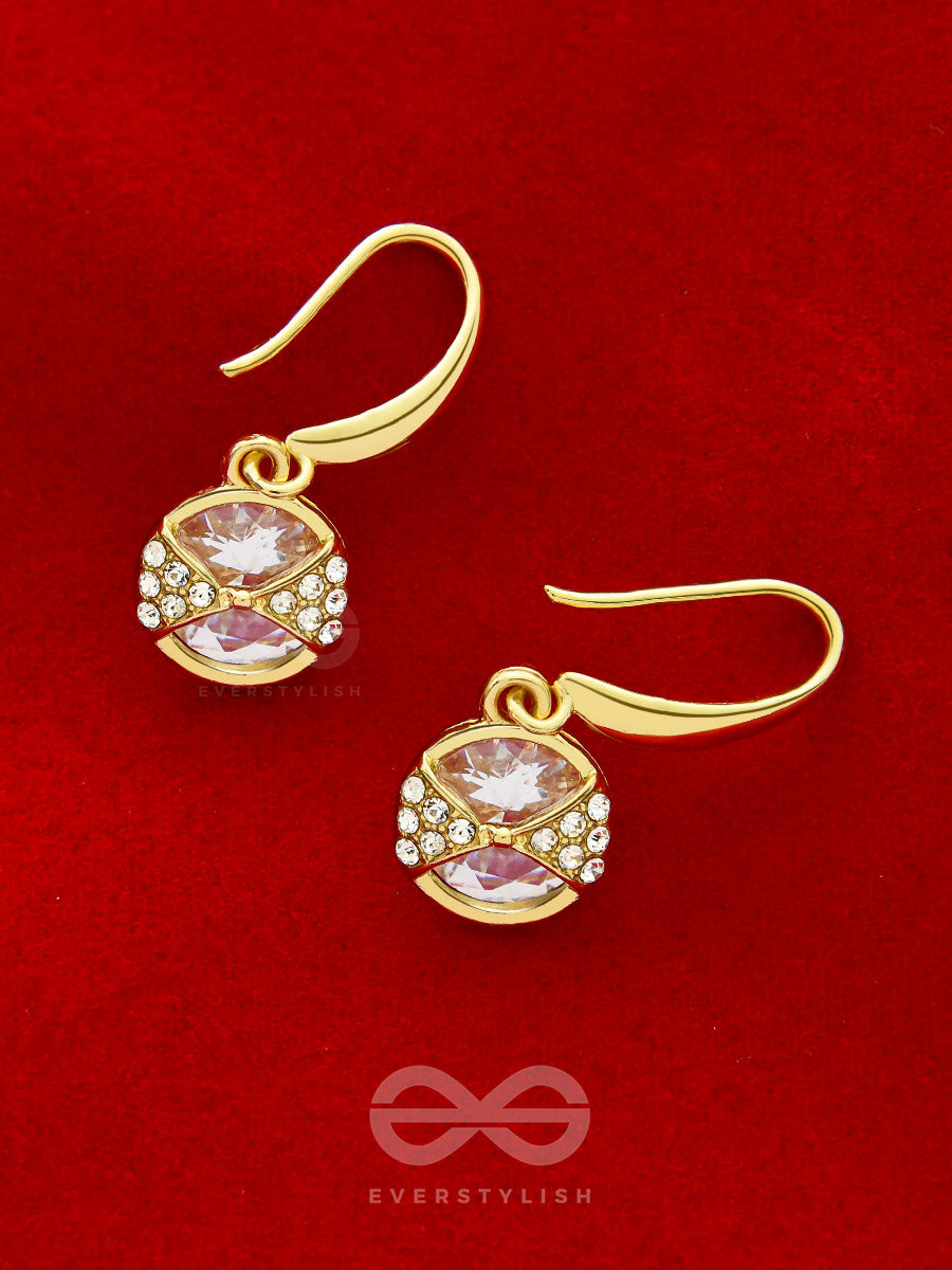 Golden Globes- Gem Stone And Rhinestones Studded Golden Earrings