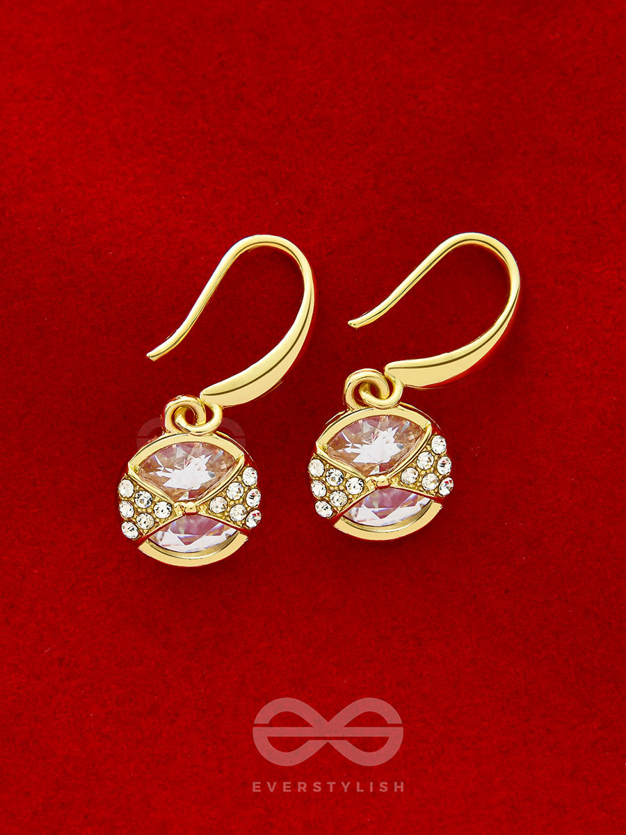 Golden Globes- Gem Stone And Rhinestones Studded Golden Earrings