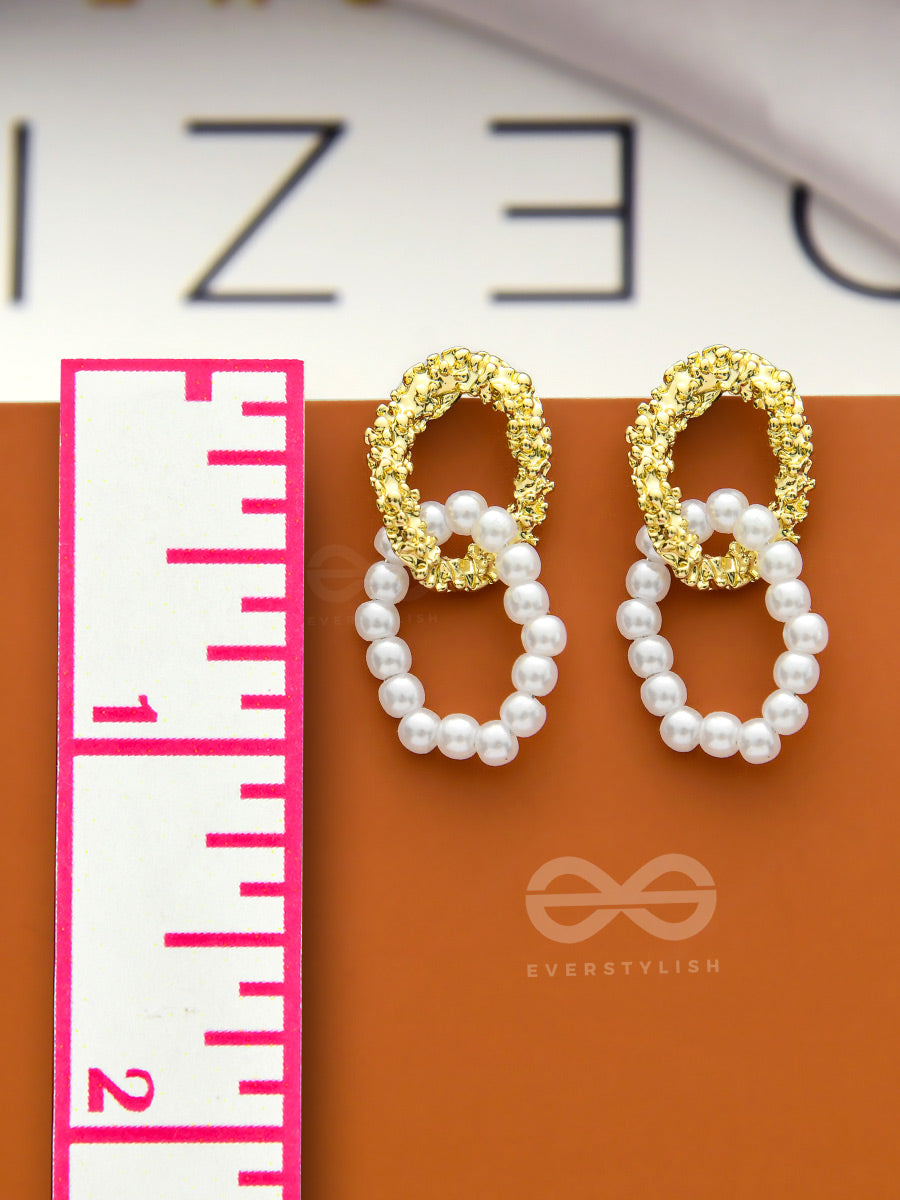 Sunny Melange- Golden And Pearls Entangled Hoops Earrings