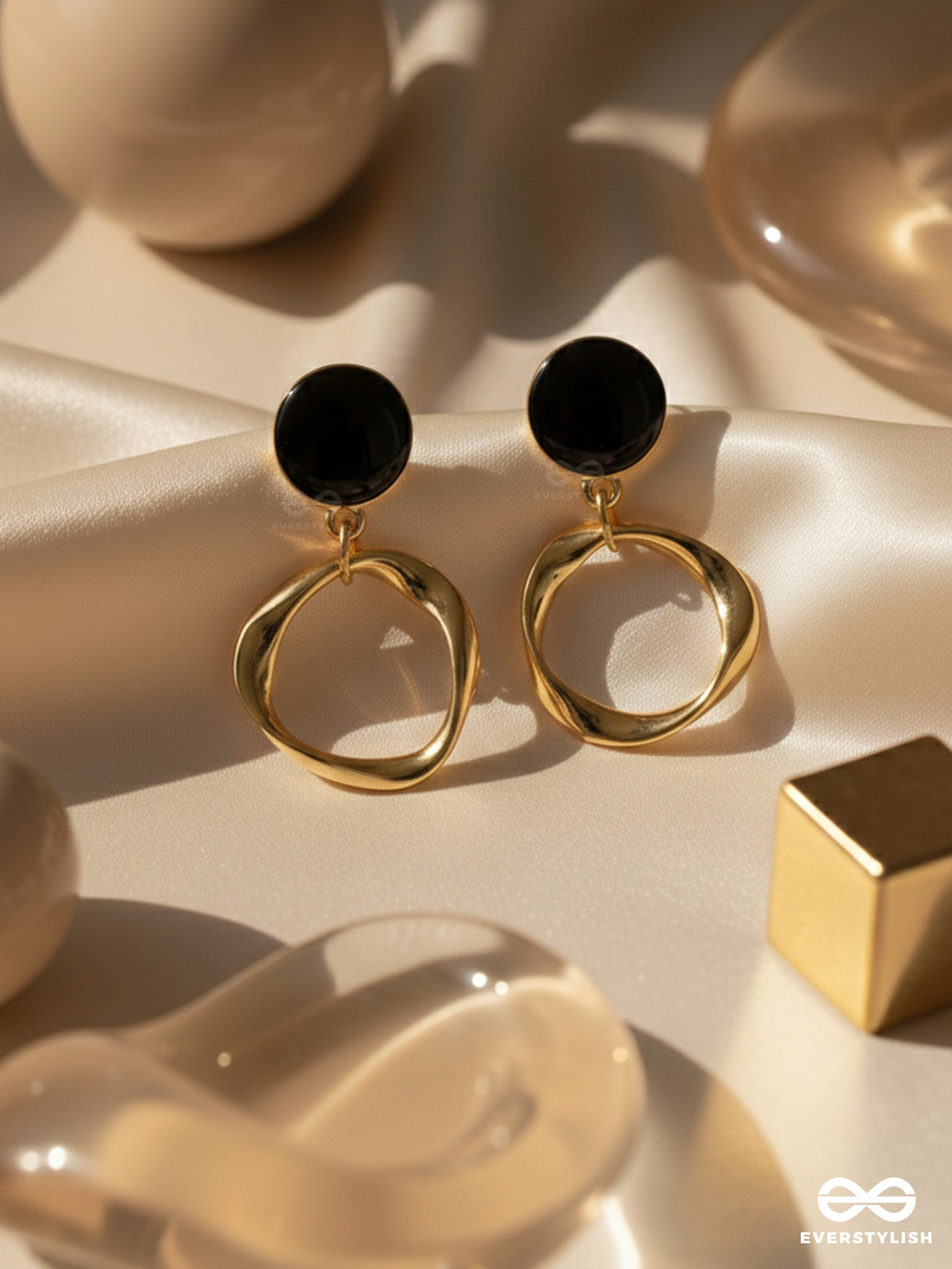 Raven Loops- Black And Golden Earrings