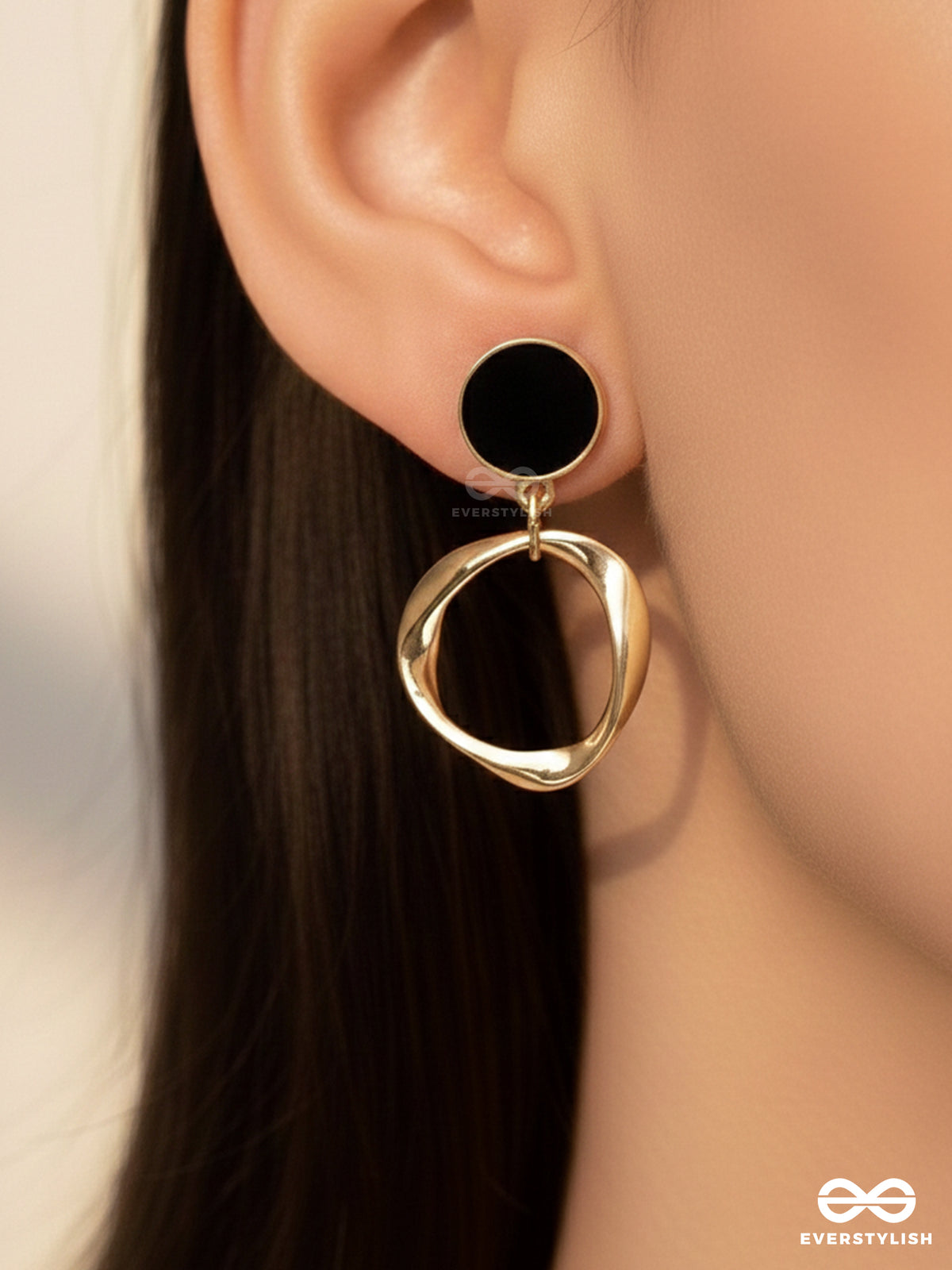 Raven Loops- Black And Golden Earrings