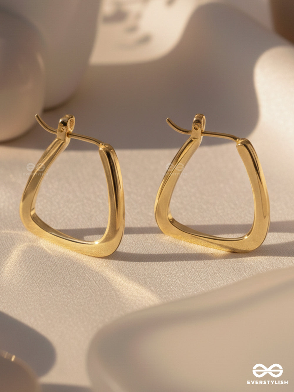 Sun-Kissed Squares- Geometrical Golden Earrings