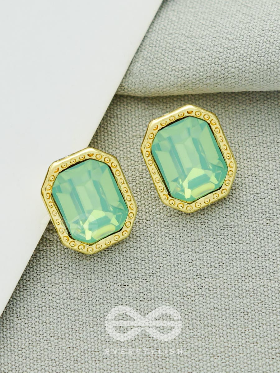 Deep Sea Eyes- Golden And Blue Crystal Earrings