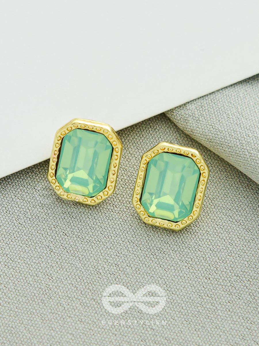 Deep Sea Eyes- Golden And Blue Crystal Earrings