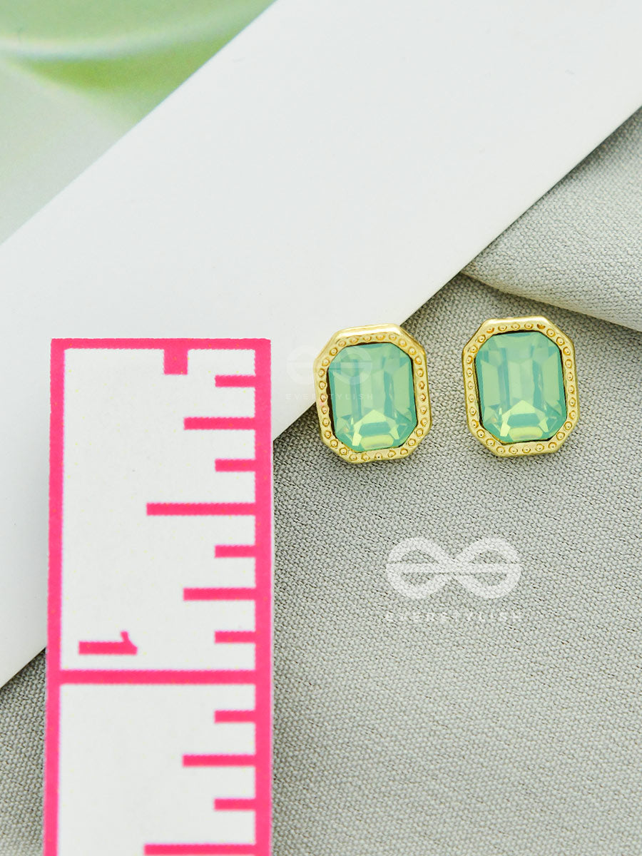 Deep Sea Eyes- Golden And Blue Crystal Earrings