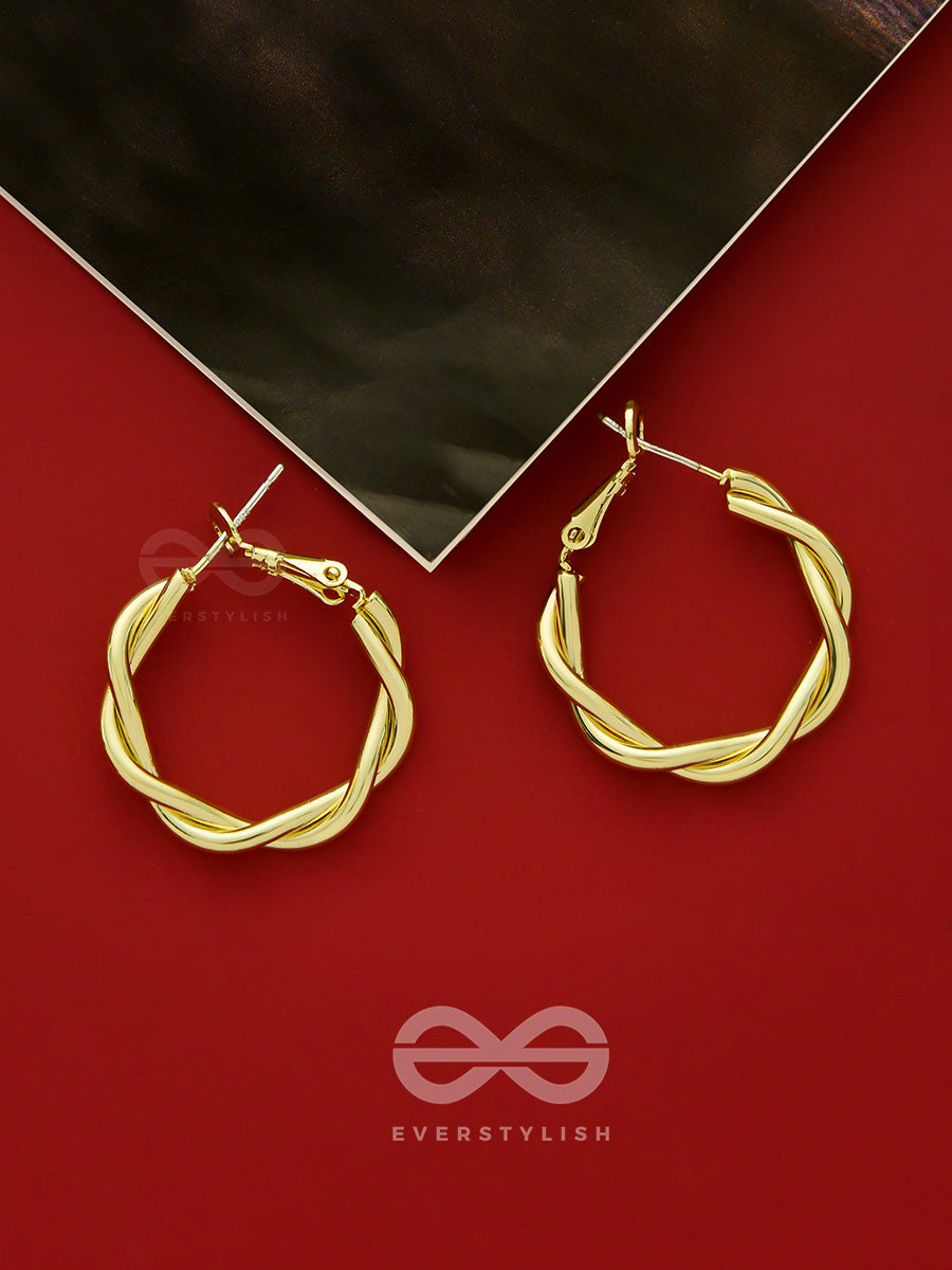 Twists And Turns- Golden Hoop Earrings