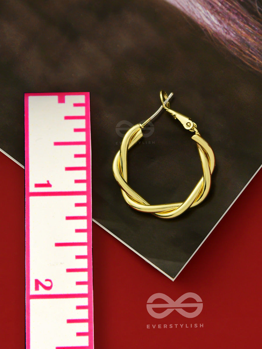 Twists And Turns- Golden Hoop Earrings