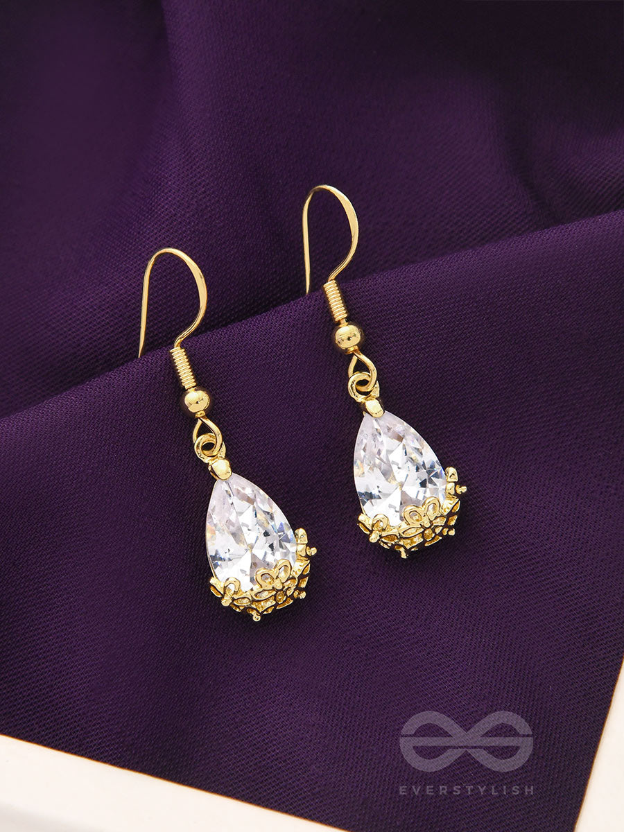 Glazed Dewdrops- Golden Crystal Earrings