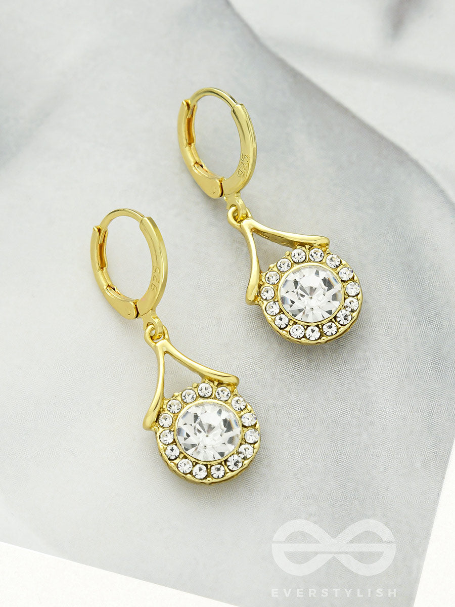 Scintillating Spheroids- Crystal And Rhinestones Studded Golden Earrings