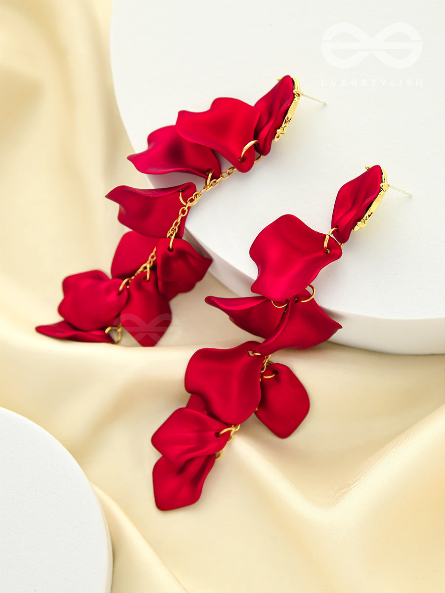 Drops Of Crimson Lake- Red And Golden Dangler Earrings