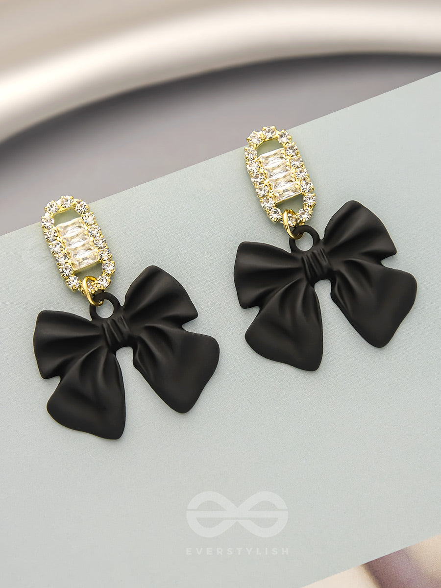 Ebony Divas- Rhinestones Studded Golden And Black Earrings