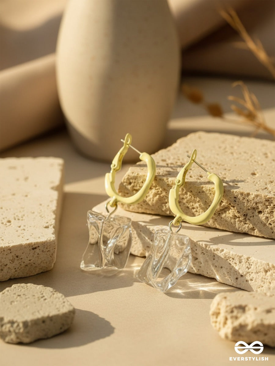 Fire And Ice- Silver And Yellow Earrings