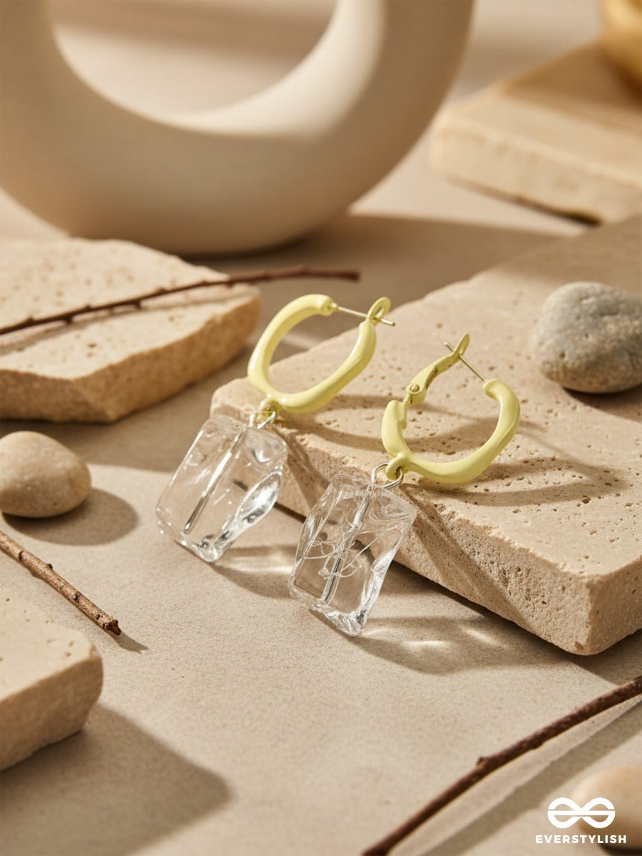 Fire And Ice- Silver And Yellow Earrings